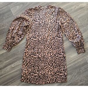 Dark Feminine Cheetah Print Long‎ Sleeve Glam Shift Dress Flirty Edgy